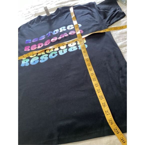 Restored Redeemed Forgiven Rescued Retro Custom Printed Tee Shirt L - Picture 3 of 6